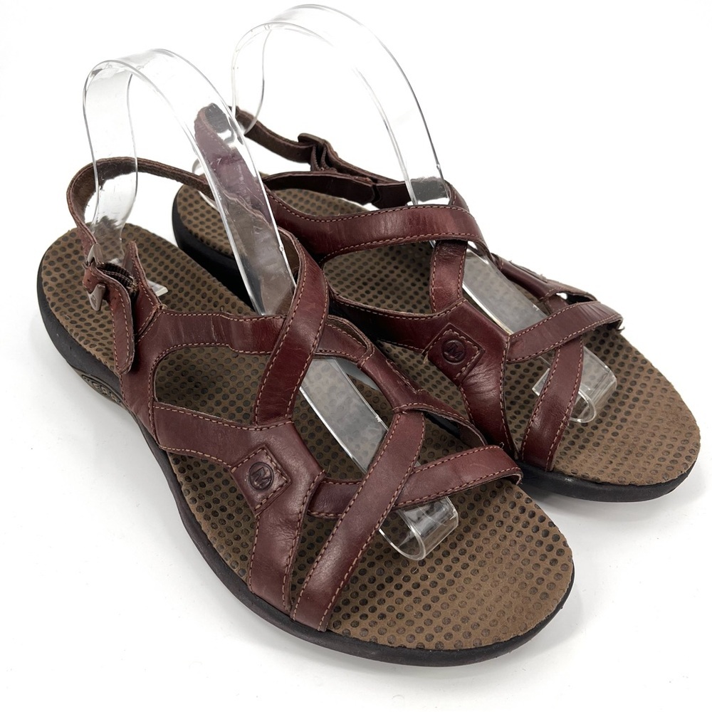 MERRELL Agave Brown Sandals Leather Strappy 11 Women Outdoor Hiking Open Toe